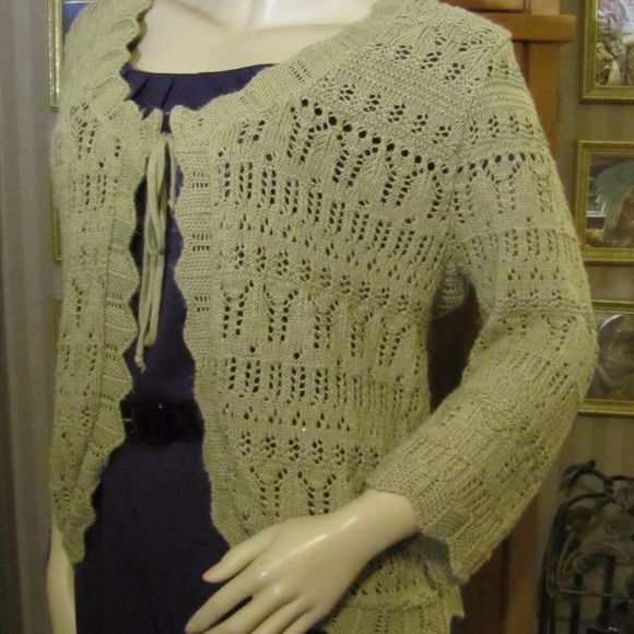 White Stag Tan Open Front Cardigan Sweater 16/18 - Picture 4 of 7